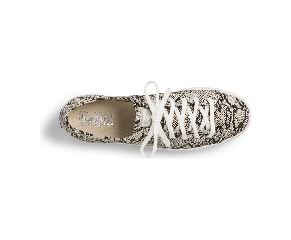 Tenis Keds Mujer Blancos/Negros - Triple Kick Snake - 4058-QISDM